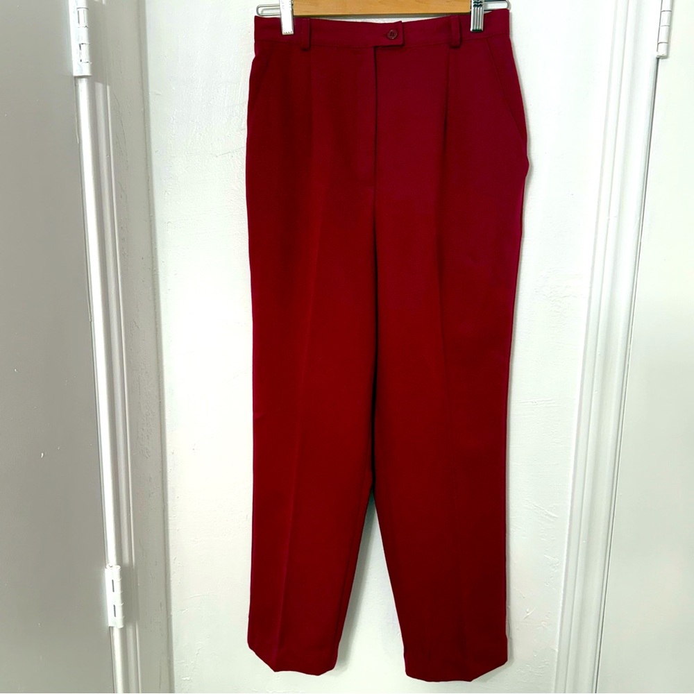 Napa‎ Studio Women's Lined Straight Leg Pants, Side Pockets, Maroon, Size 10